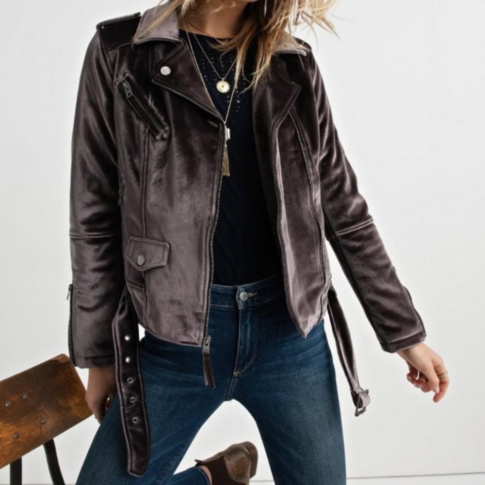NWT 🍀Lucky Brand🍀 Velvet Moto Jacket